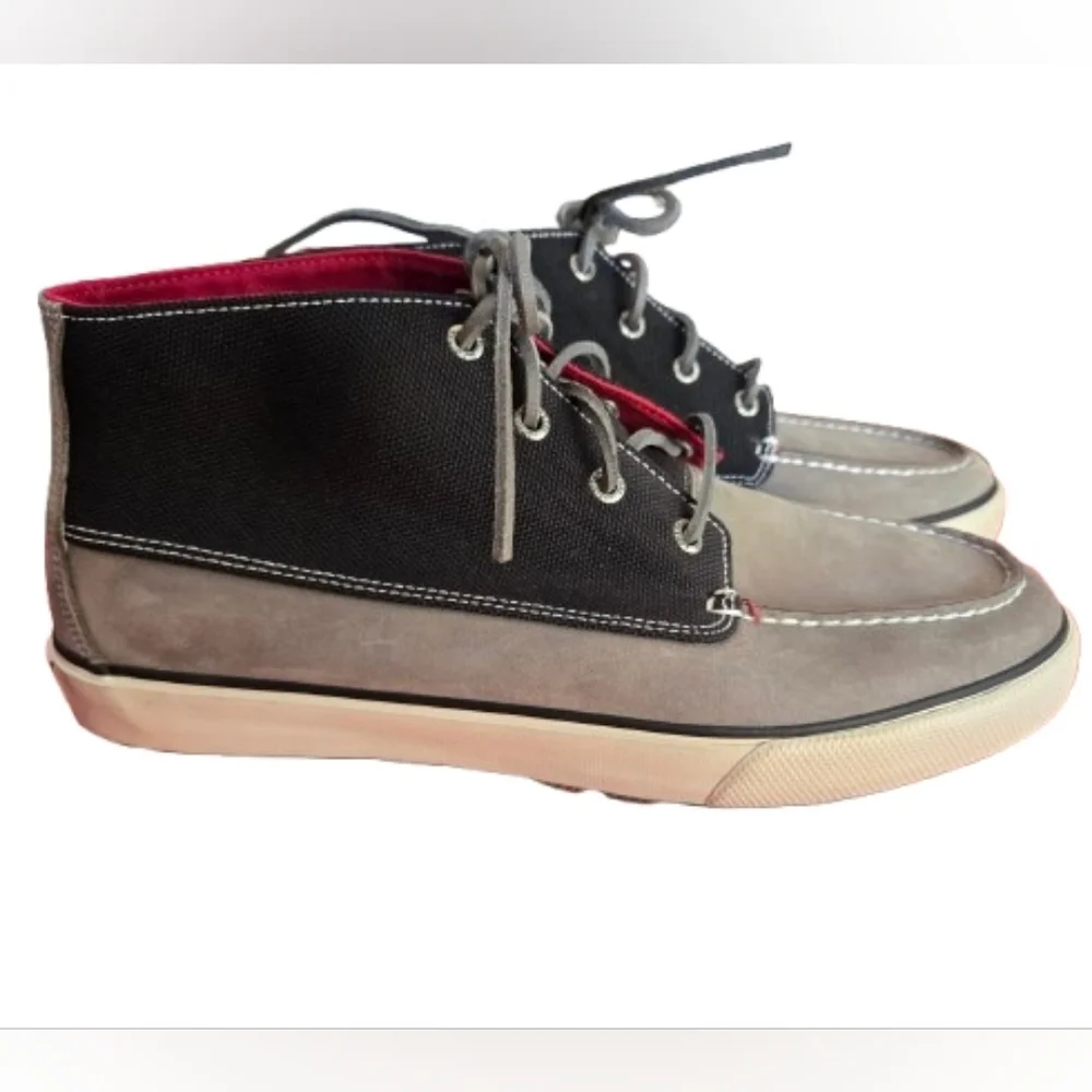Sperry Men's Top Sider Bahama Gray and Black Canvas And Suede Chukka‎ Boots 10.5